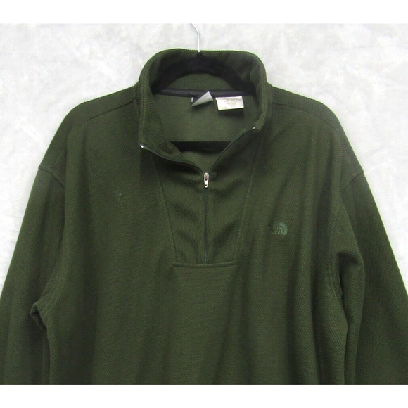 The North Face Mens 1/4 Zip Neck Sweatshirt Jumper XL Dark Olive Green - Picture 2 of 7